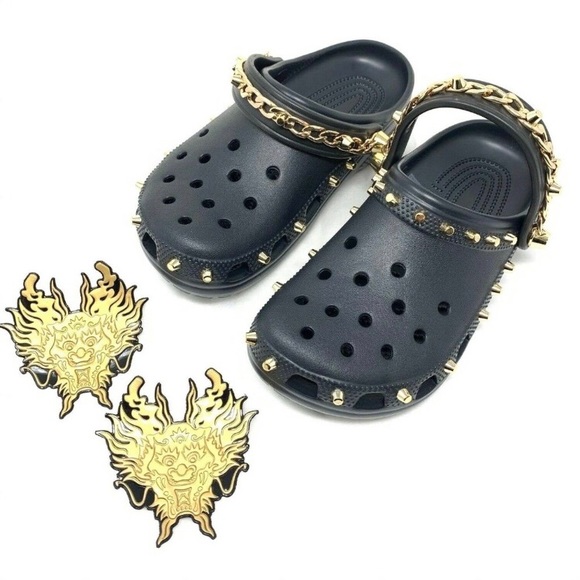 NIB Vivienne Tam + CROCS Gold Chain Stud Shoes - Picture 4 of 7